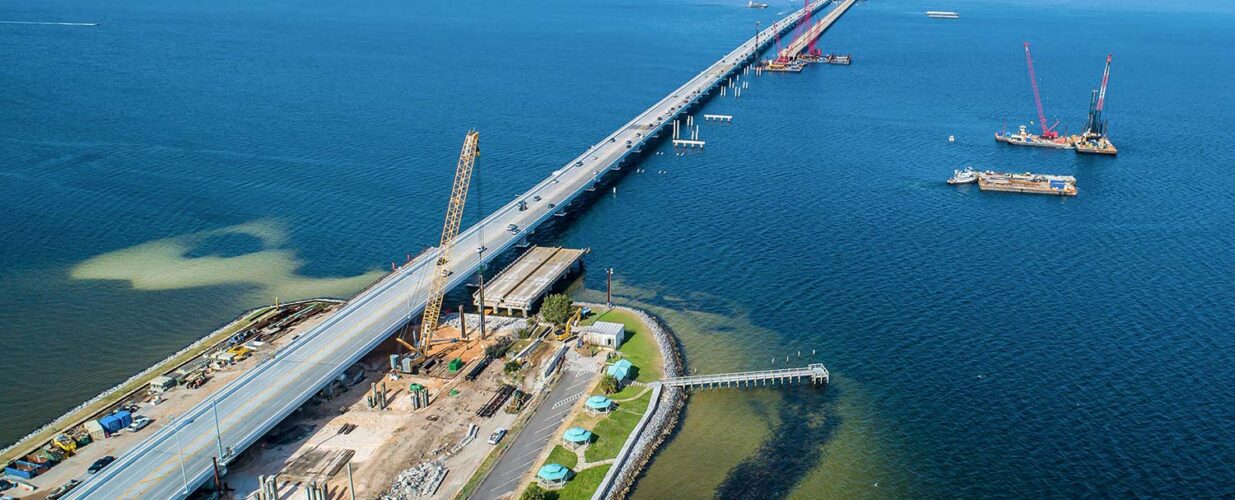 aerial view of Pensacola Bay Bridge