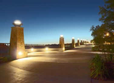 White Rock Lake lighted trail at dusk